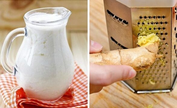 Préparez un cocktail avec du kéfir et du gingembre râpé
